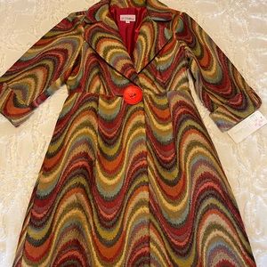 3 Sister’s designer coat.  New with tag. Size small -multicolor